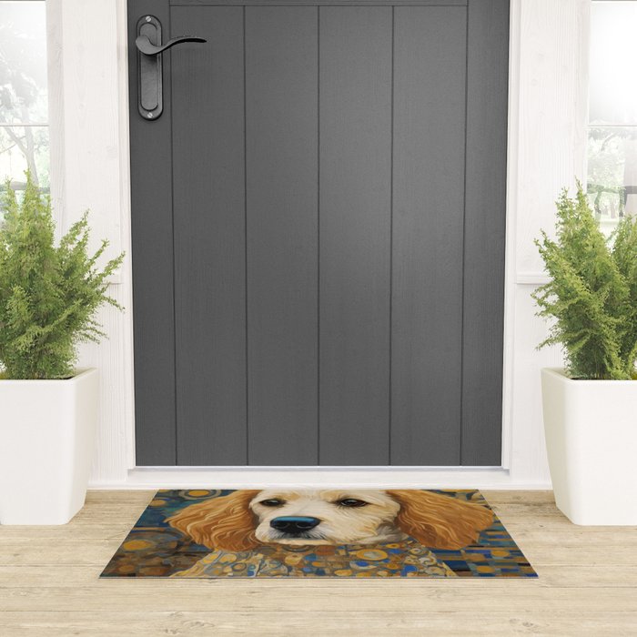 Gustav Klimt Style Dog with Geometric Patterns Welcome Mat Gallery Image 3