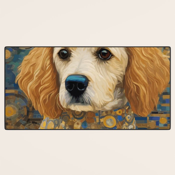 Gustav Klimt Style Dog with Geometric Patterns Desk Mat Gallery Image 3