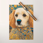 Gustav Klimt Style Dog with Geometric Patterns Wrapping Paper Gallery Image 1