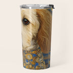 Gustav Klimt Style Dog with Geometric Patterns Travel Mug Gallery Image 2