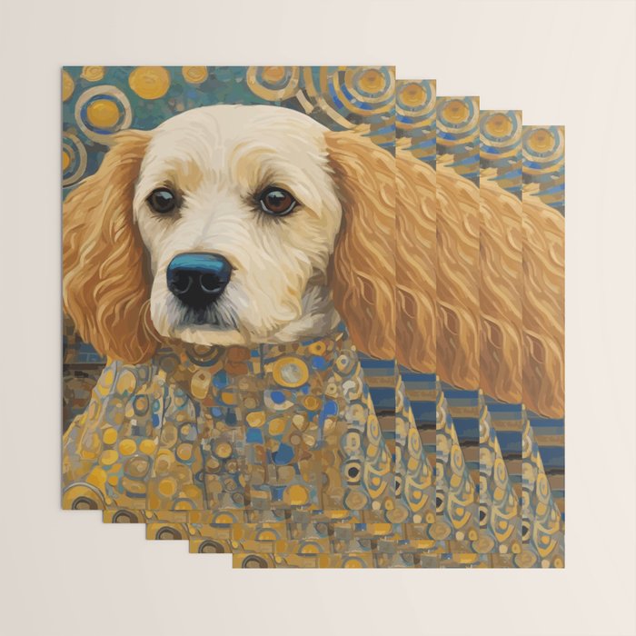 Gustav Klimt Style Dog with Geometric Patterns Wrapping Paper Gallery Image 3