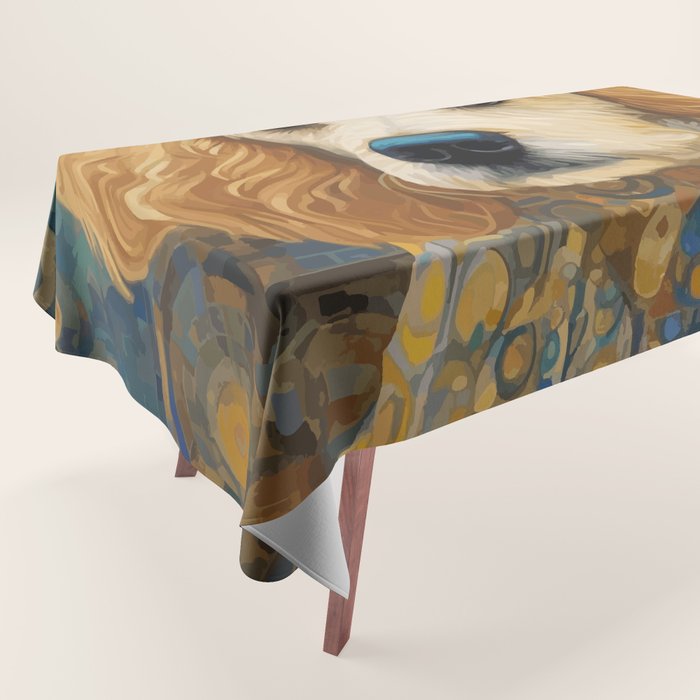 Gustav Klimt Style Dog with Geometric Patterns Tablecloth Gallery Image 1