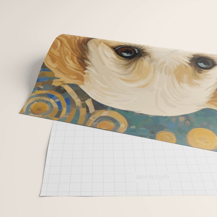 Gustav Klimt Style Dog with Geometric Patterns Wrapping Paper Gallery Image 2