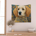 Gustav Klimt Style Dog with Geometric Patterns Wall Tapestry Gallery Image 2