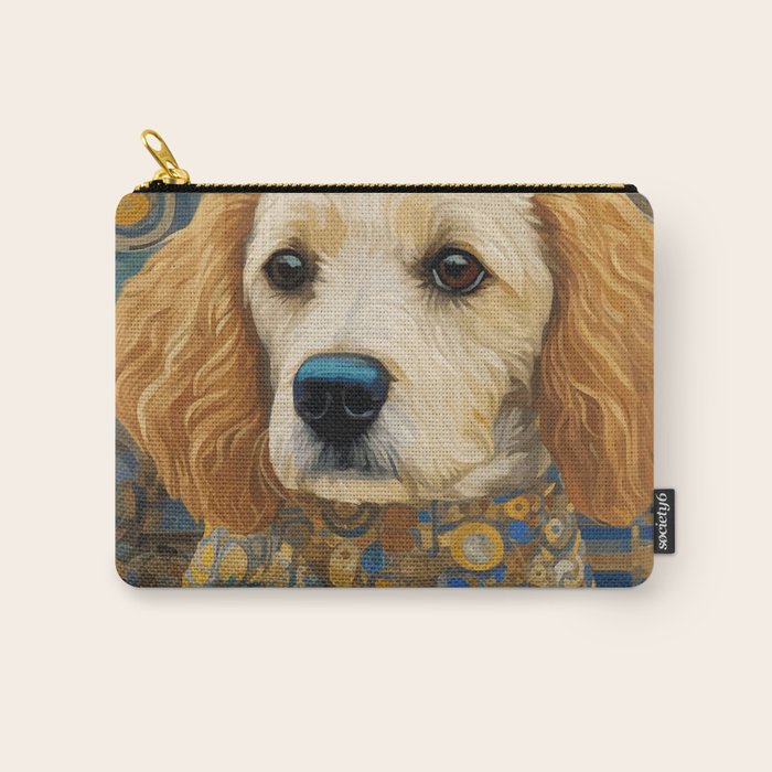 Gustav Klimt Style Dog with Geometric Patterns Carry All Pouch Gallery Image 1
