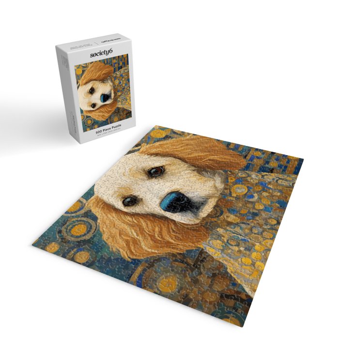 Gustav Klimt Style Dog with Geometric Patterns Jigsaw Puzzle Gallery Image 2