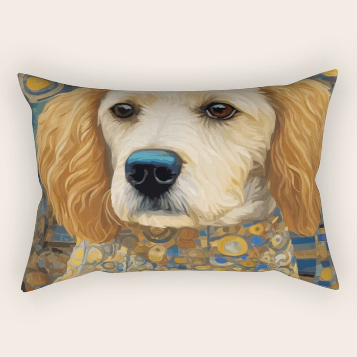 Gustav Klimt Style Dog with Geometric Patterns Rectangular Pillow Gallery Image 1