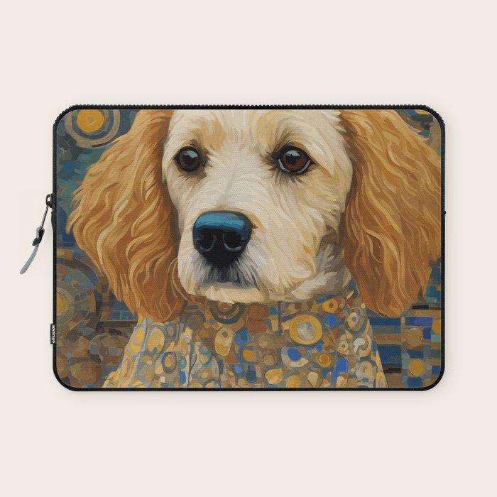 Gustav Klimt Style Dog with Geometric Patterns Laptop Sleeve Gallery Image 1