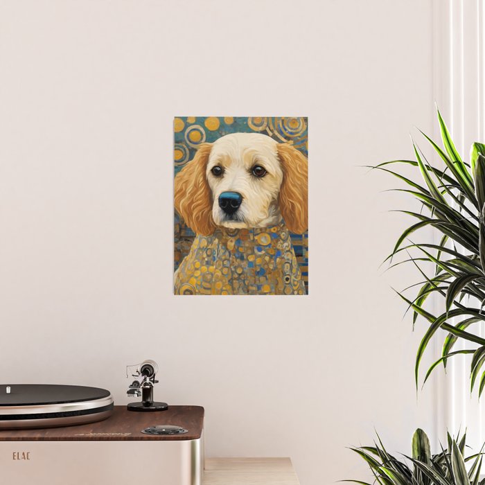 Gustav Klimt Style Dog with Geometric Patterns Poster Gallery Image 2
