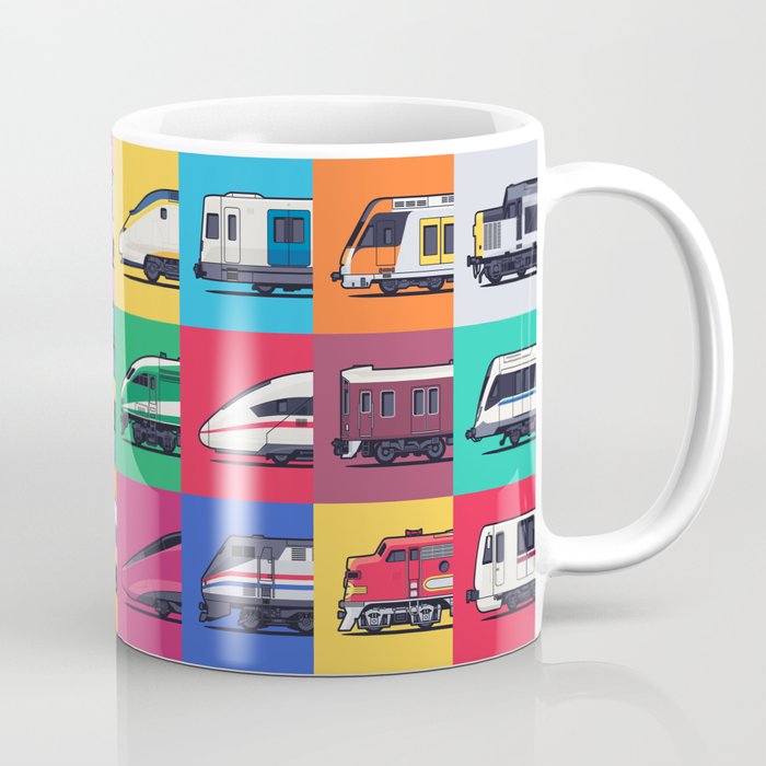 World Trains Grid Pattern Coffee Mug Gallery Image 1