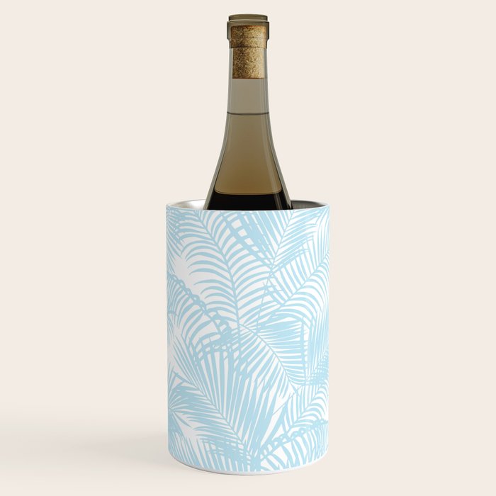 Pastel blue modern simple tropical palm tree Wine Chiller Gallery Image 1
