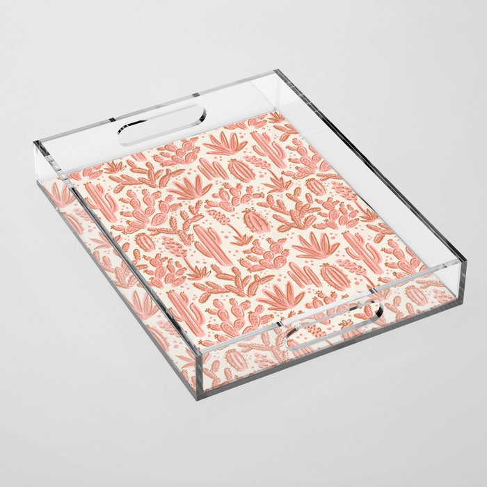 Cactus Desert - pink and copper Acrylic Tray Gallery Image 1