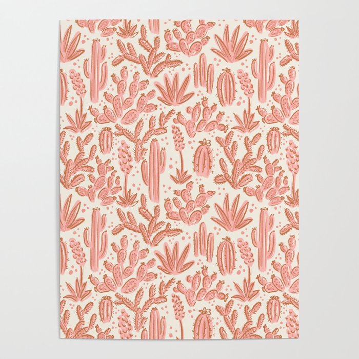 Cactus Desert - pink and copper Poster Gallery Image 1