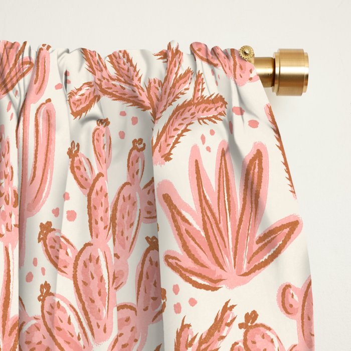 Cactus Desert - pink and copper Window Curtain Gallery Image 2