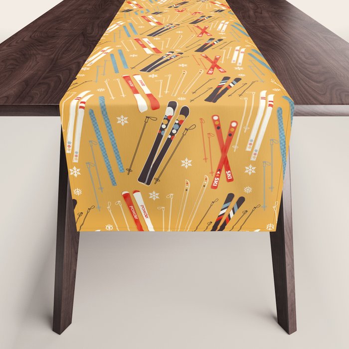 Bright Retro Ski Pattern Table Runner Gallery Image 1