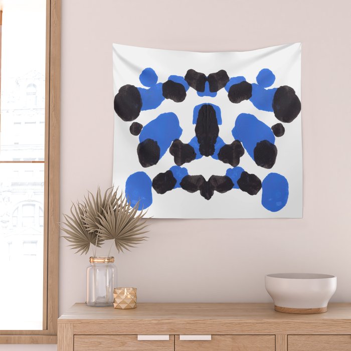 Baby Blue Inkblot Pattern Wall Tapestry Gallery Image 2