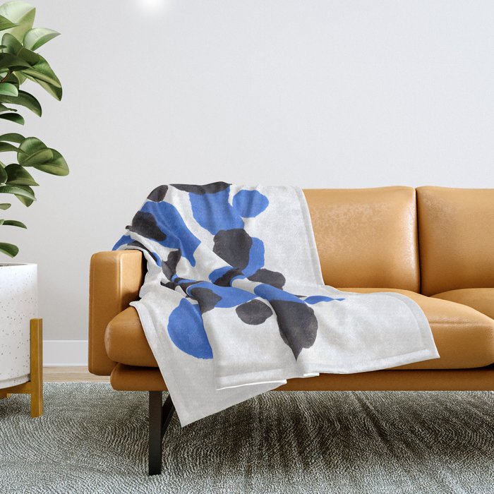Baby Blue Inkblot Pattern Throw Blanket Gallery Image 1