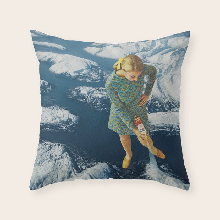 Spraying snow on the mountains Throw Pillow Gallery Image 6