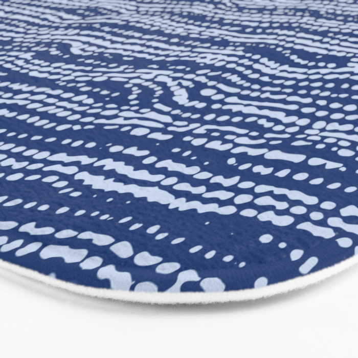 Mud Cloth Stitch Stripes Boho Indigo Blue Bath Mat Gallery Image 3