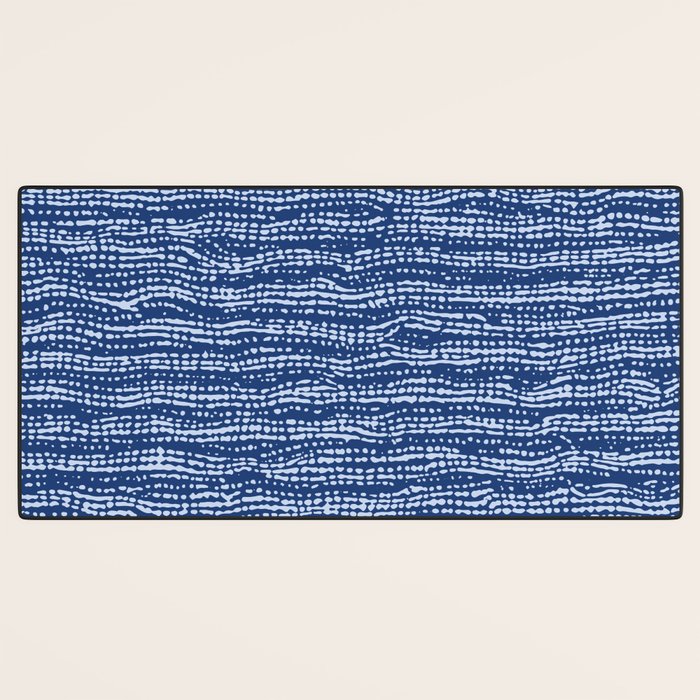 Mud Cloth Stitch Stripes Boho Indigo Blue Desk Mat Gallery Image 3