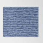 Mud Cloth Stitch Stripes Boho Indigo Blue Throw Blanket Gallery Image 2