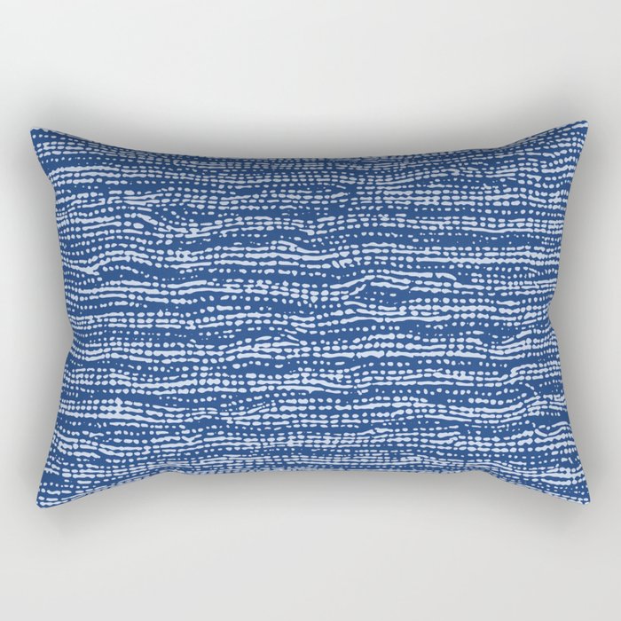 Mud Cloth Stitch Stripes Boho Indigo Blue Rectangular Pillow Gallery Image 2