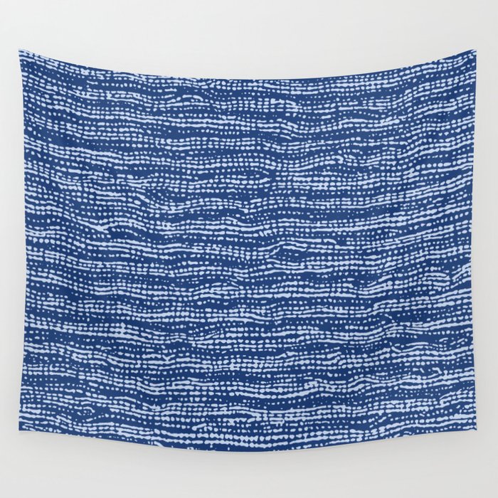 Mud Cloth Stitch Stripes Boho Indigo Blue Wall Tapestry Gallery Image 4
