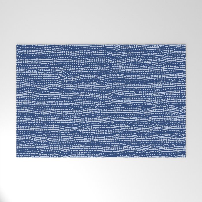 Mud Cloth Stitch Stripes Boho Indigo Blue Welcome Mat Gallery Image 1