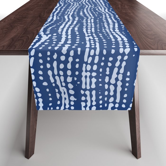 Mud Cloth Stitch Stripes Boho Indigo Blue Table Runner Gallery Image 1