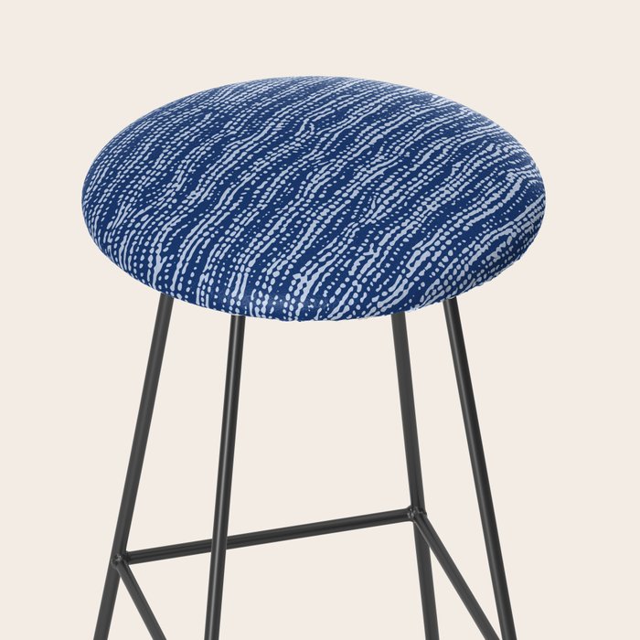 Mud Cloth Stitch Stripes Boho Indigo Blue Stool Gallery Image 2