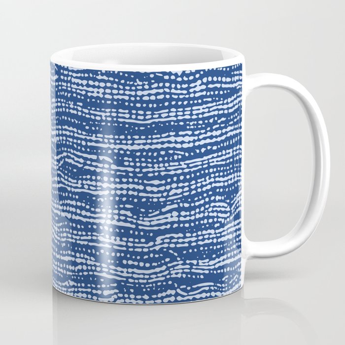 Mud Cloth Stitch Stripes Boho Indigo Blue Coffee Mug Gallery Image 1