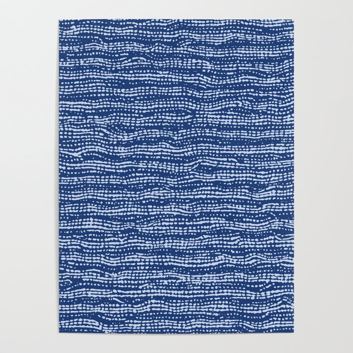 Mud Cloth Stitch Stripes Boho Indigo Blue Poster Gallery Image 4