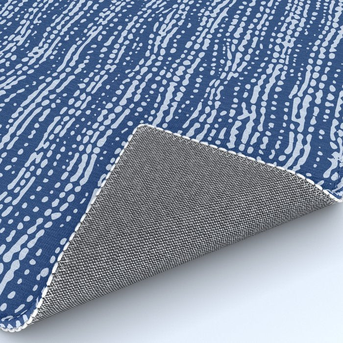 Mud Cloth Stitch Stripes Boho Indigo Blue Rug Gallery Image 4