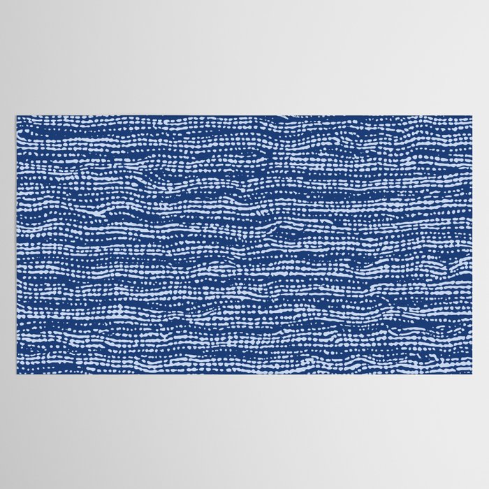 Mud Cloth Stitch Stripes Boho Indigo Blue Tablecloth Gallery Image 2
