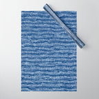 Mud Cloth Stitch Stripes Boho Indigo Blue Wrapping Paper Gallery Image 1