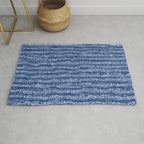 Mud Cloth Stitch Stripes Boho Indigo Blue Rug Gallery Image 1