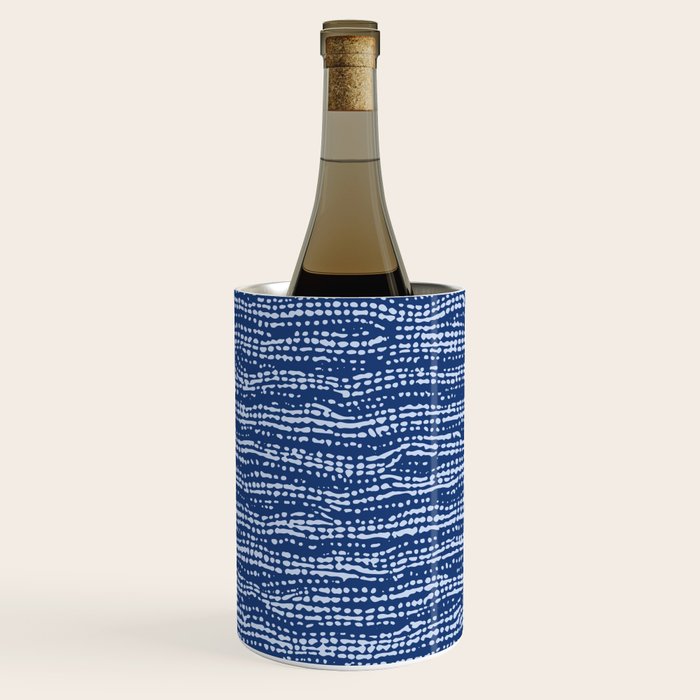 Mud Cloth Stitch Stripes Boho Indigo Blue Wine Chiller Gallery Image 1