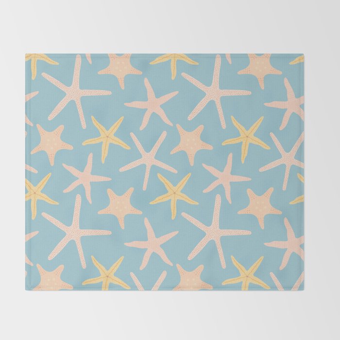 Vintage marine starfish sea animal pattern Throw Blanket Gallery Image 2