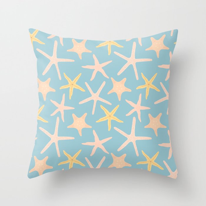 Vintage marine starfish sea animal pattern Throw Pillow Gallery Image 1