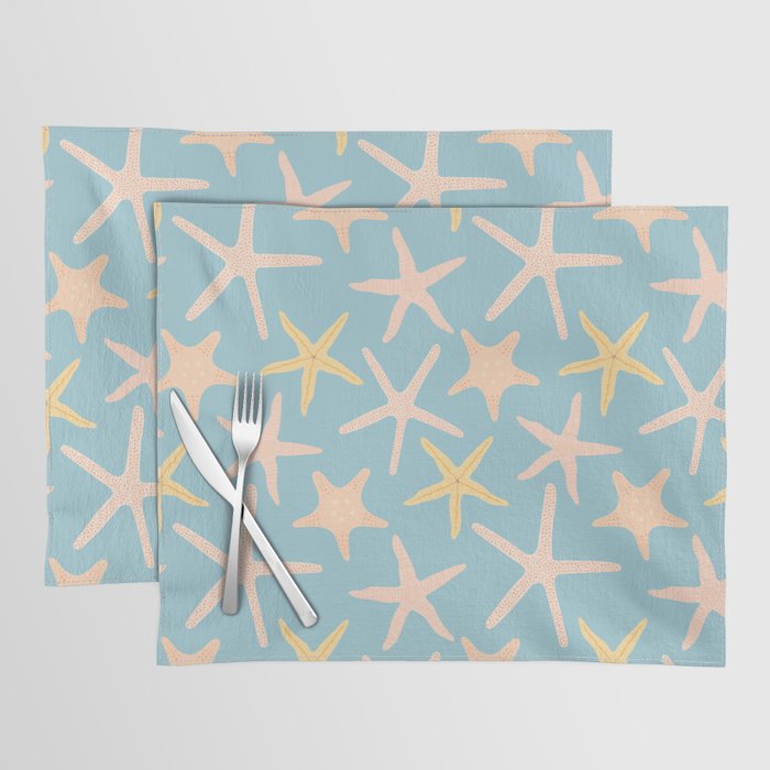 Vintage marine starfish sea animal pattern Placemat Gallery Image 1
