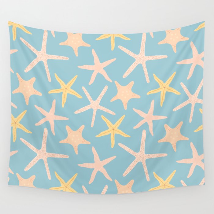 Vintage marine starfish sea animal pattern Wall Tapestry Gallery Image 4