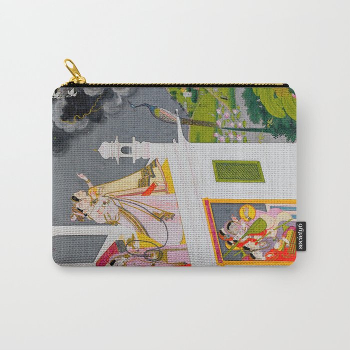 Lovers Watching an Approaching Thunderstorm, Indian Miniature Painting  Carry All Pouch Gallery Image 1
