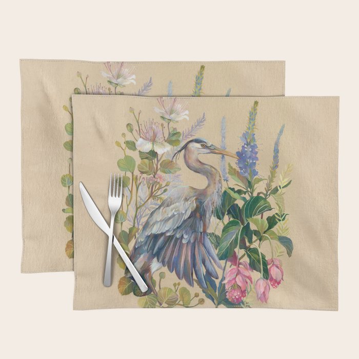 Blue Heron Floral Placemat Gallery Image 1