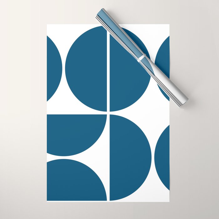 Mid Century Modern Blue Square Wrapping Paper Gallery Image 1