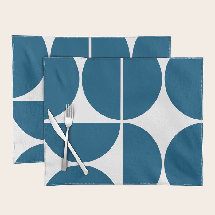 Mid Century Modern Blue Square Placemat Gallery Image 1