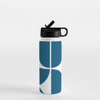 Mid Century Modern Blue Square Water Bottle Gallery Image 1