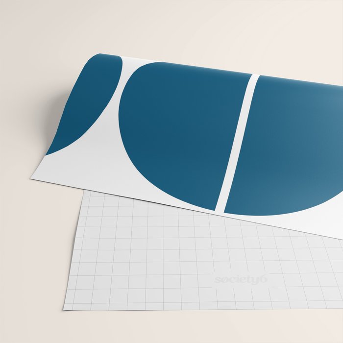 Mid Century Modern Blue Square Wrapping Paper Gallery Image 2