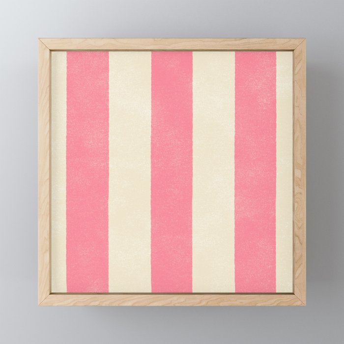 Cabana Stripe - pink & cream Mini Art Print Gallery Image 1