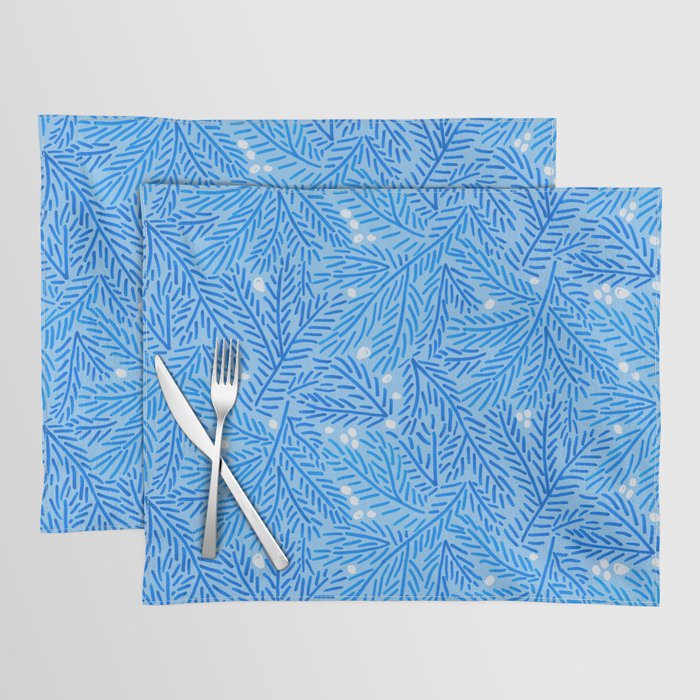 Winter Berries & Pine Branches in Blue Placemat Gallery Image 1