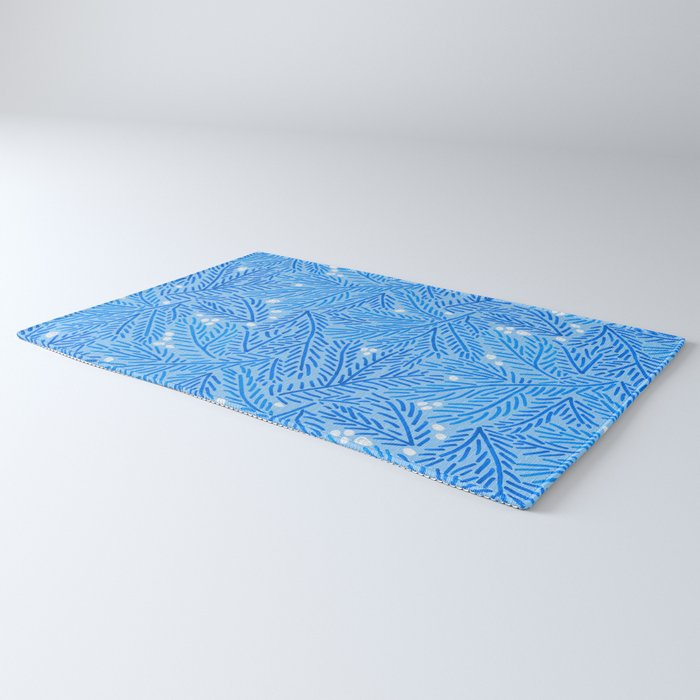 Winter Berries & Pine Branches in Blue Rug Gallery Image 3